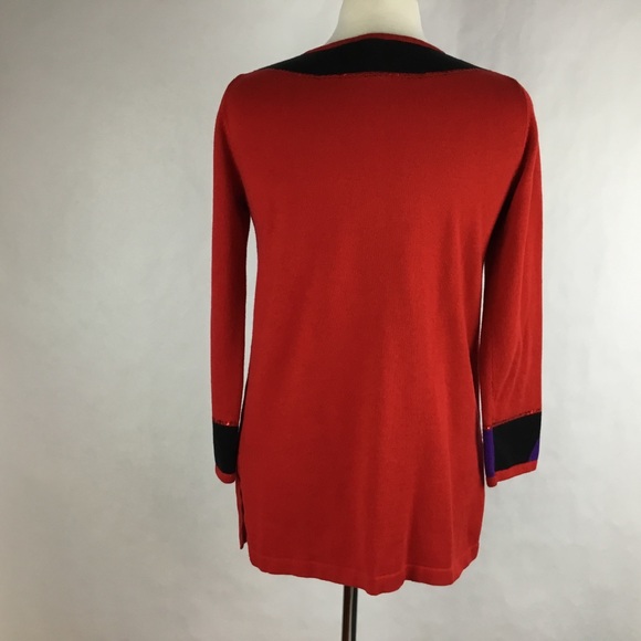 Bob Mackie Women Sweater Red Sequins Knit Size XS - Picture 7 of 8
